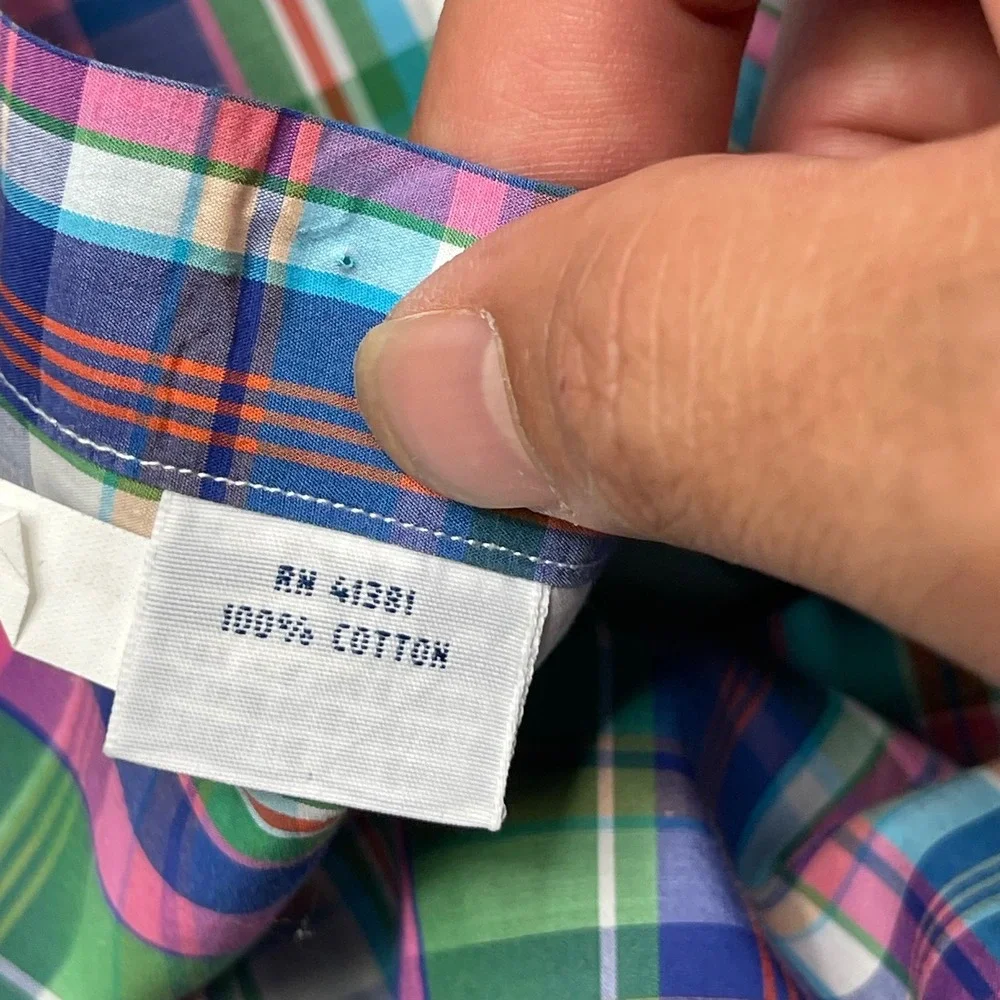 Polo Ralph Lauren Mens XL Plaid Button Down Shirt Green Pink Blue Cotton L/S